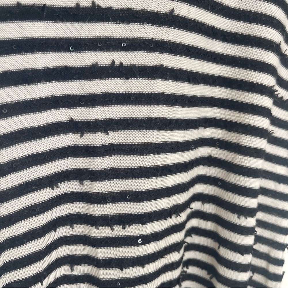 Talbots Knit Striped Short Sleeve Top w/ Sequins &‎ Fringe - Size XS - Picture 5 of 6
